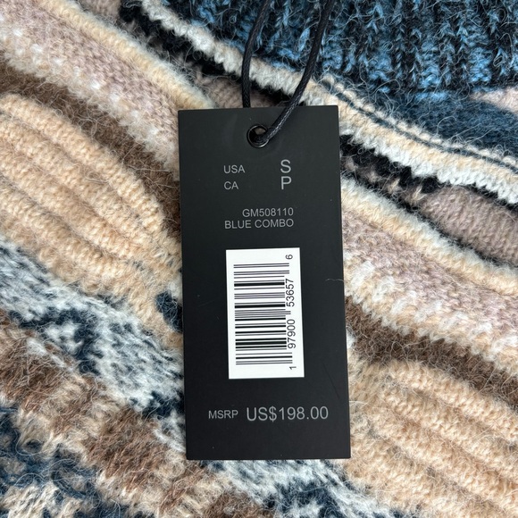 Magaschoni Patterned Blue and Cream Sweater Vest Wool blend Sz S - Picture 4 of 7